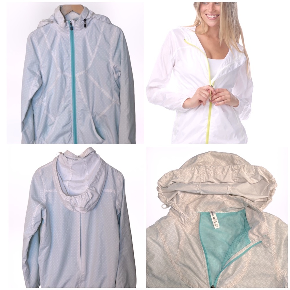 KYODAN Gray & White/Mint Green Full Zipper & Lining Lightweight Windbreaker SZ M